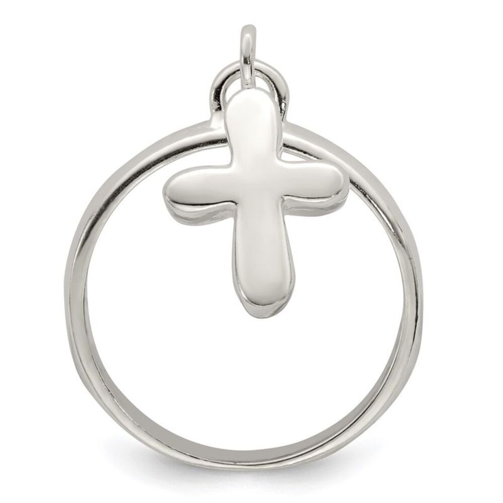 Kazi Luxury Sterling Silver Solid Cross Dangle Ri… - image 2
